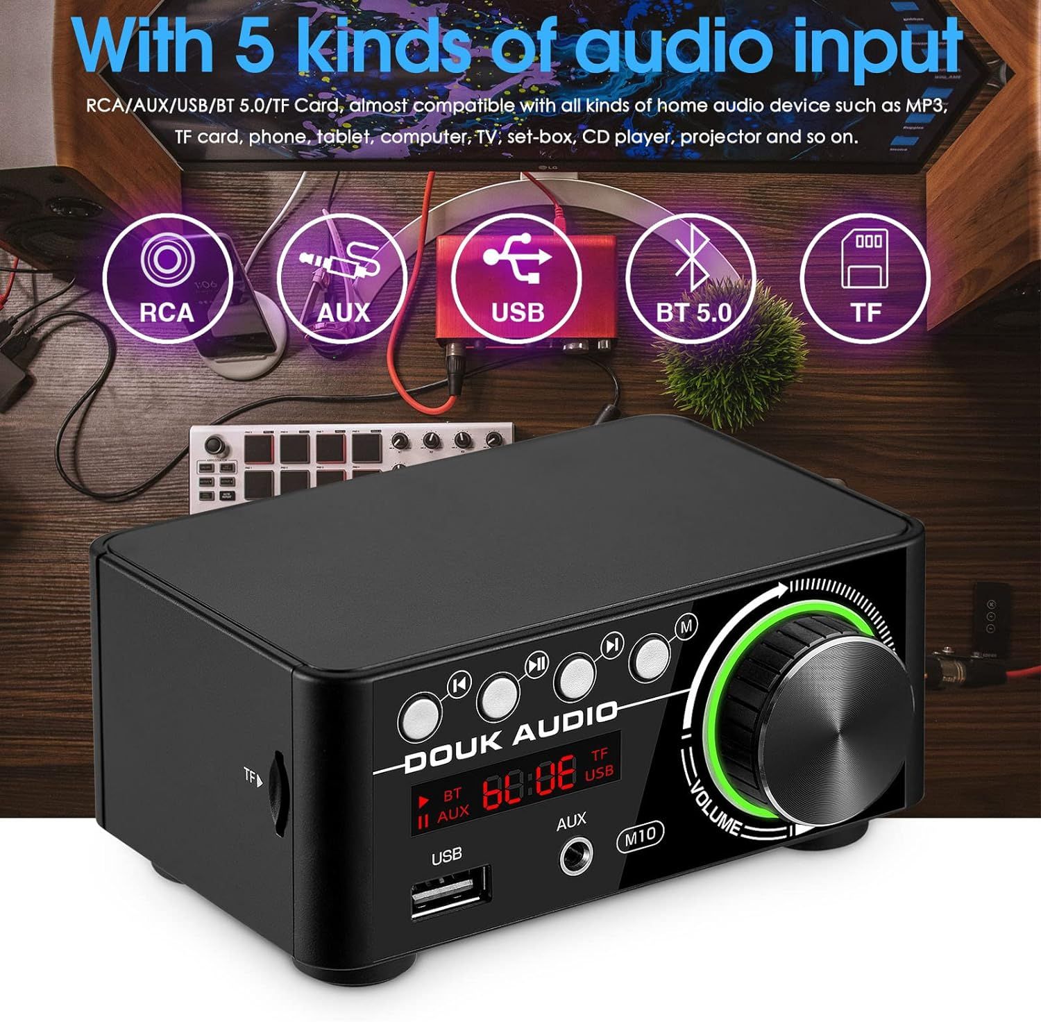 Nobsound 100 W Full Frequency Mono-kanaal, digitale versterker, audioversterker, mini-versterker (volledige frequentie, zwart