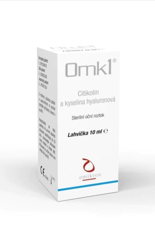 OMK1 is a medical device in the form of sterile eye drops that contains