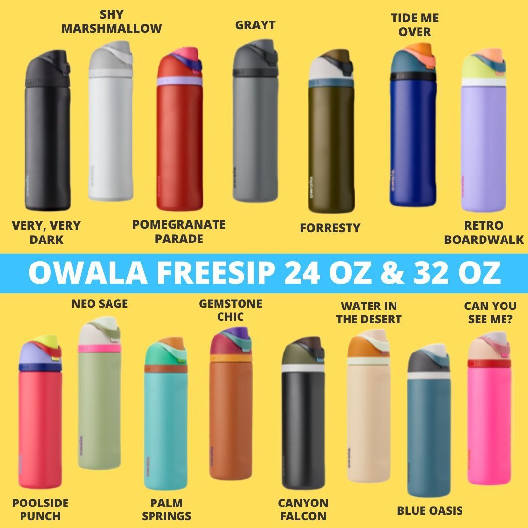 Owala - FreeSip Insulated Stainless Steel 24 oz. Water Bottle - Blue Oasis