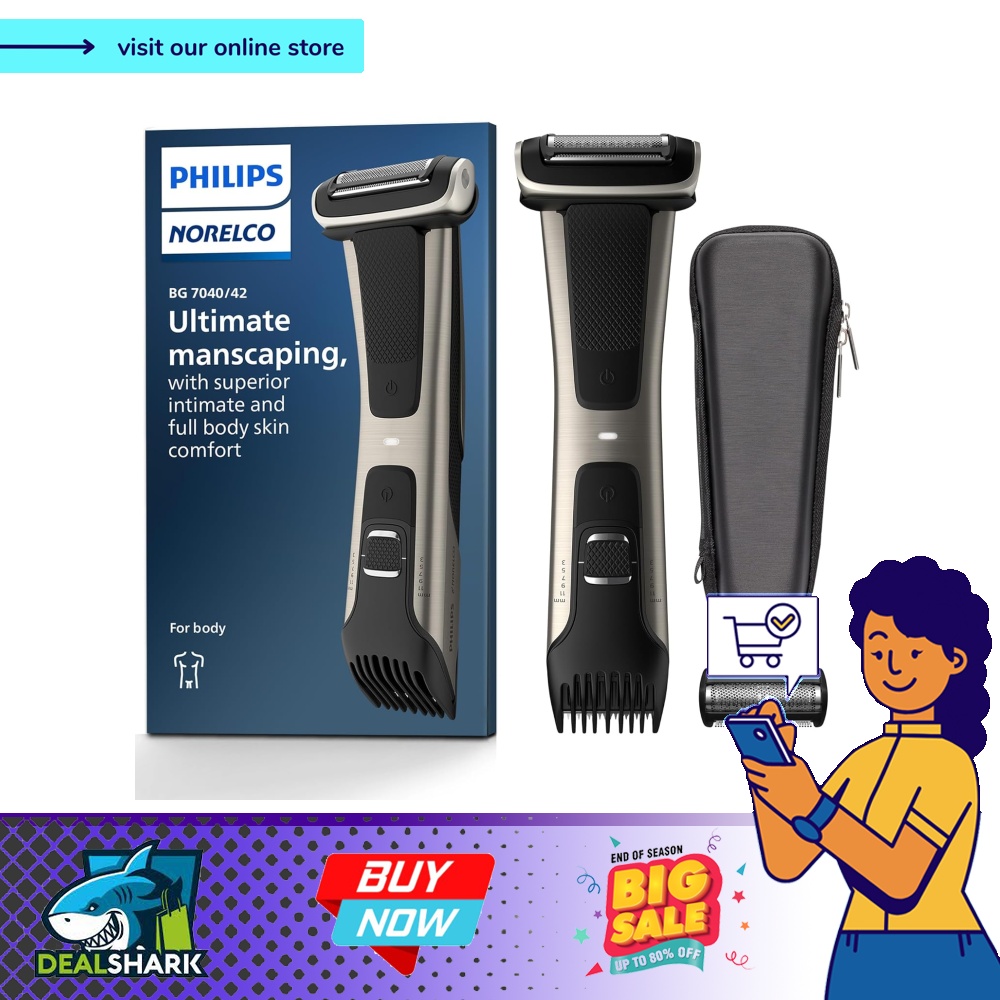 Philips Norelco Exclusive Bodygroom Series 7000 Showerproof Body & Manscaping  Trimmer & Shaver with case and Replacement Head for Above and Below The Belt,  BG7040/42 (Handle), Beauty & Personal Care, Men's Grooming