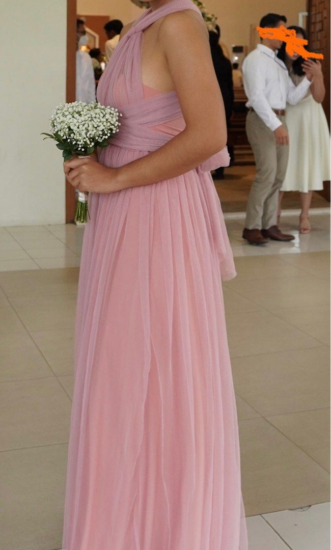 Wedding Dress Multiway Pink Dress David's Bridal Dresses Crisscross  Highneck Mesh Bridesmaid Dress Style F9952 Poshmark