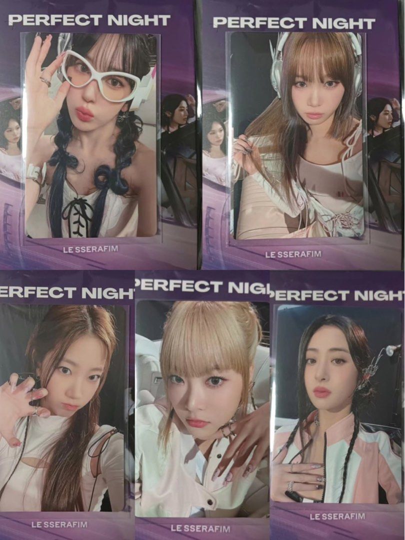 [PO] LE SSERAFIM QQ music perfect night pob photocard - sakura, chaewon,  yunjin, kazuha, eunchae pc