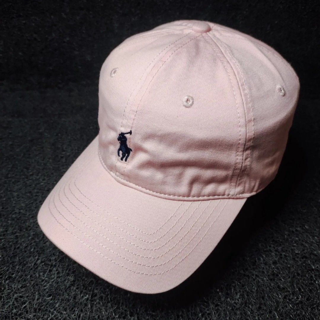 Pink polo hat top with leather strap