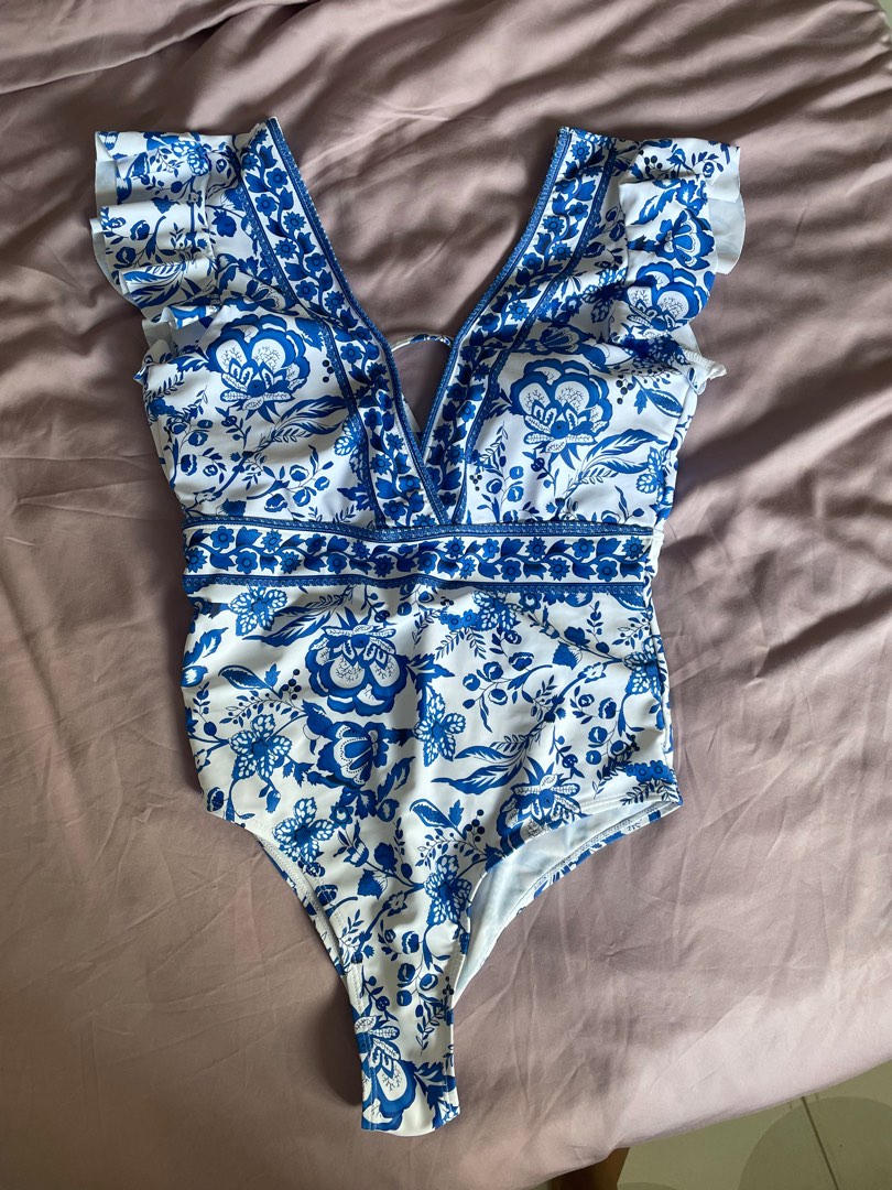White top floral swimsuit