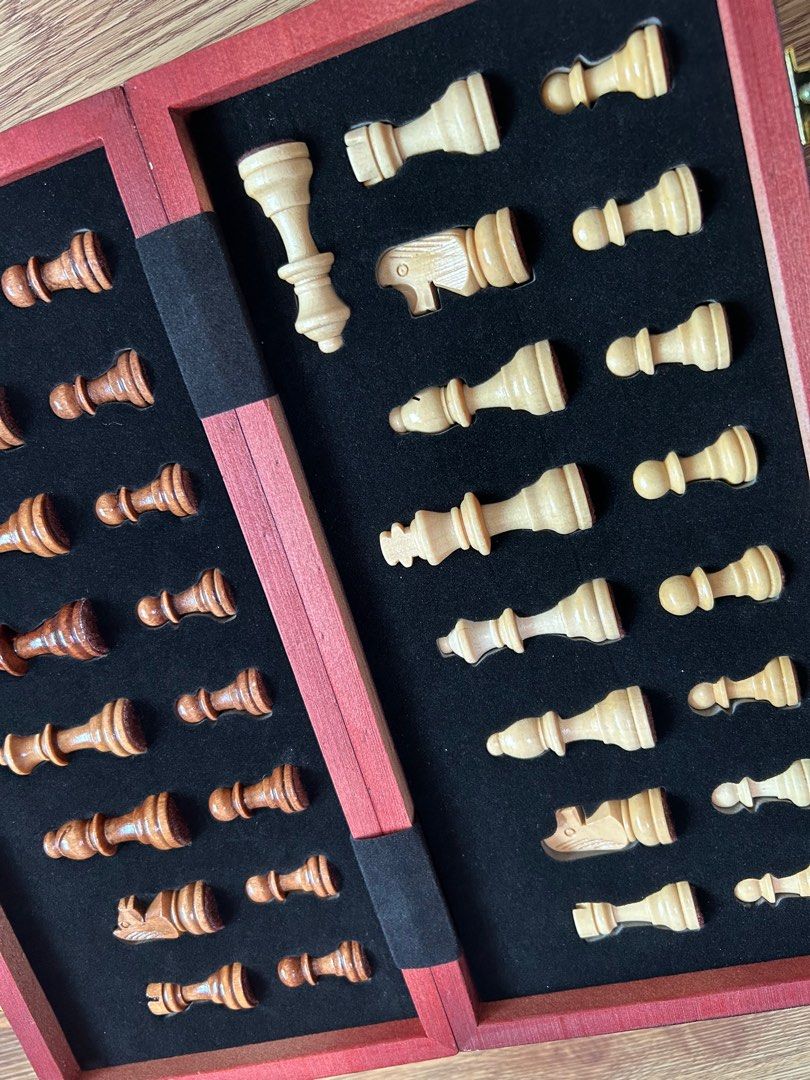 Premium Chess Set (Magnetic) (Category: Board Games & Puzzles) located in Manila. Submitted by cozzyessentialshopph (Listing ID 1271039966, Image 1). Description: Premium Chess Set (imported) Type: Magnetic Quality wood Price: P1399.00 Premium Magnetic Chess Set Specification: Board Size: 30*15*5.5cm；Unfolded Size：29*29*2.5cm Weight: 600g Material: Wood Packages: 1 X Chess Board 34 X Chess Pieces 📍 Loc: Ipil Bambang Manila 📍 MOP: GCash, PayMaya