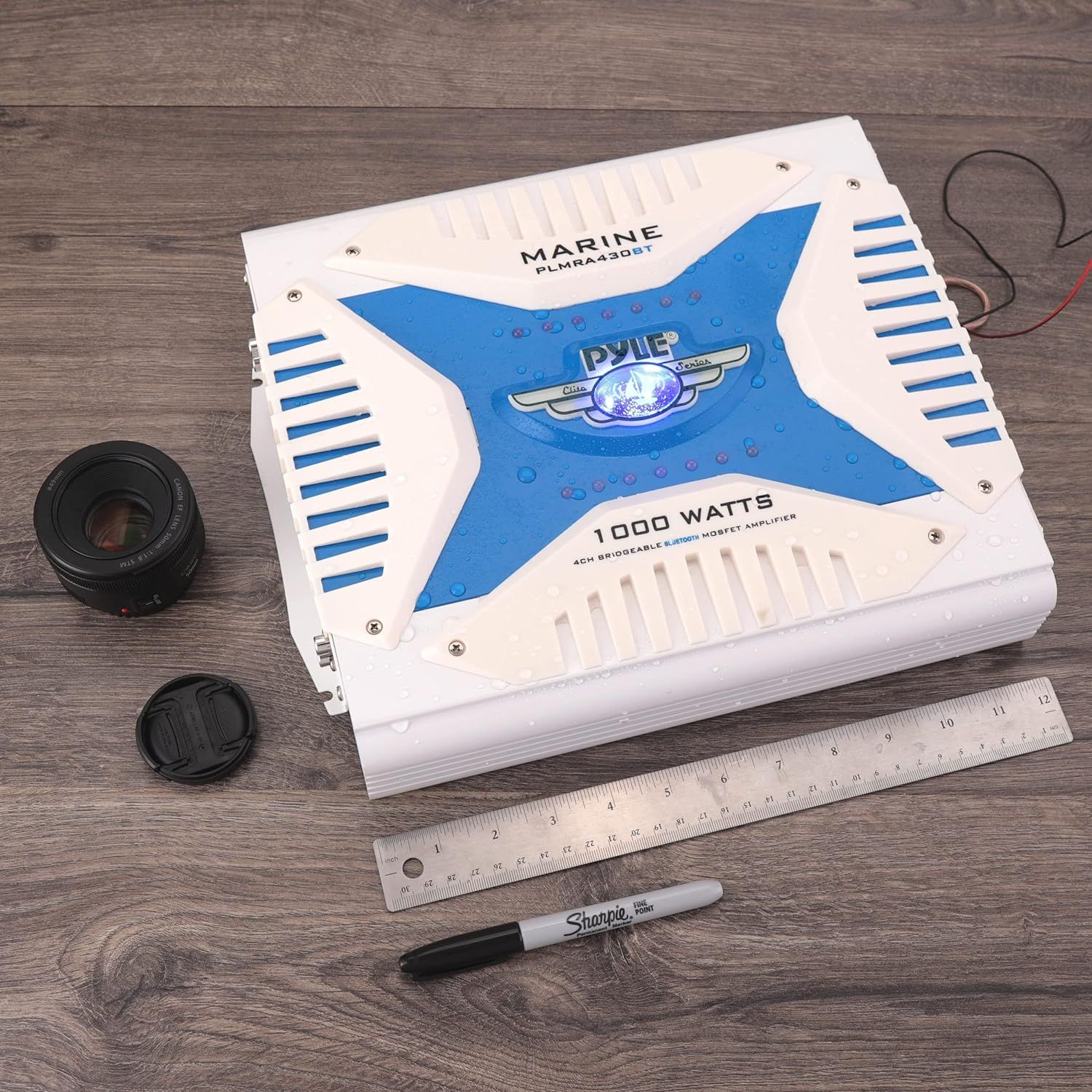 Pyle PLMRA420 Amplificatore Marino 4 Canali | 1000W, Waterproof, Bridgeabile, Ingressi High/low, Bass Boost, Crossover Variabile