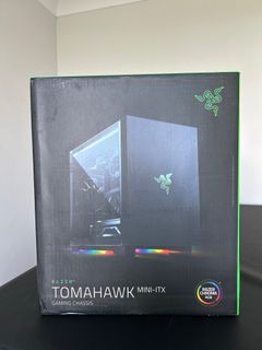 Razer Tomahawk Mini-ITX Gaming Case: Dual-Sided Tempered Glass Swivel  Doors, Ventilated Top Panel, Chroma RGB Underglow Lighting, Built-in Cable