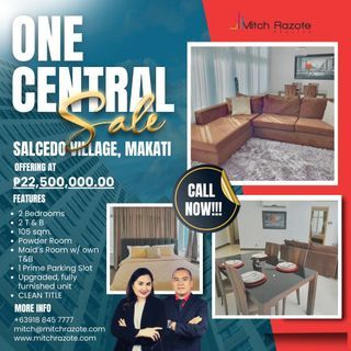 Upgraded Fully-Furnished 2 Bedroom Unit For Sale at One Central Salcedo Village Makati
