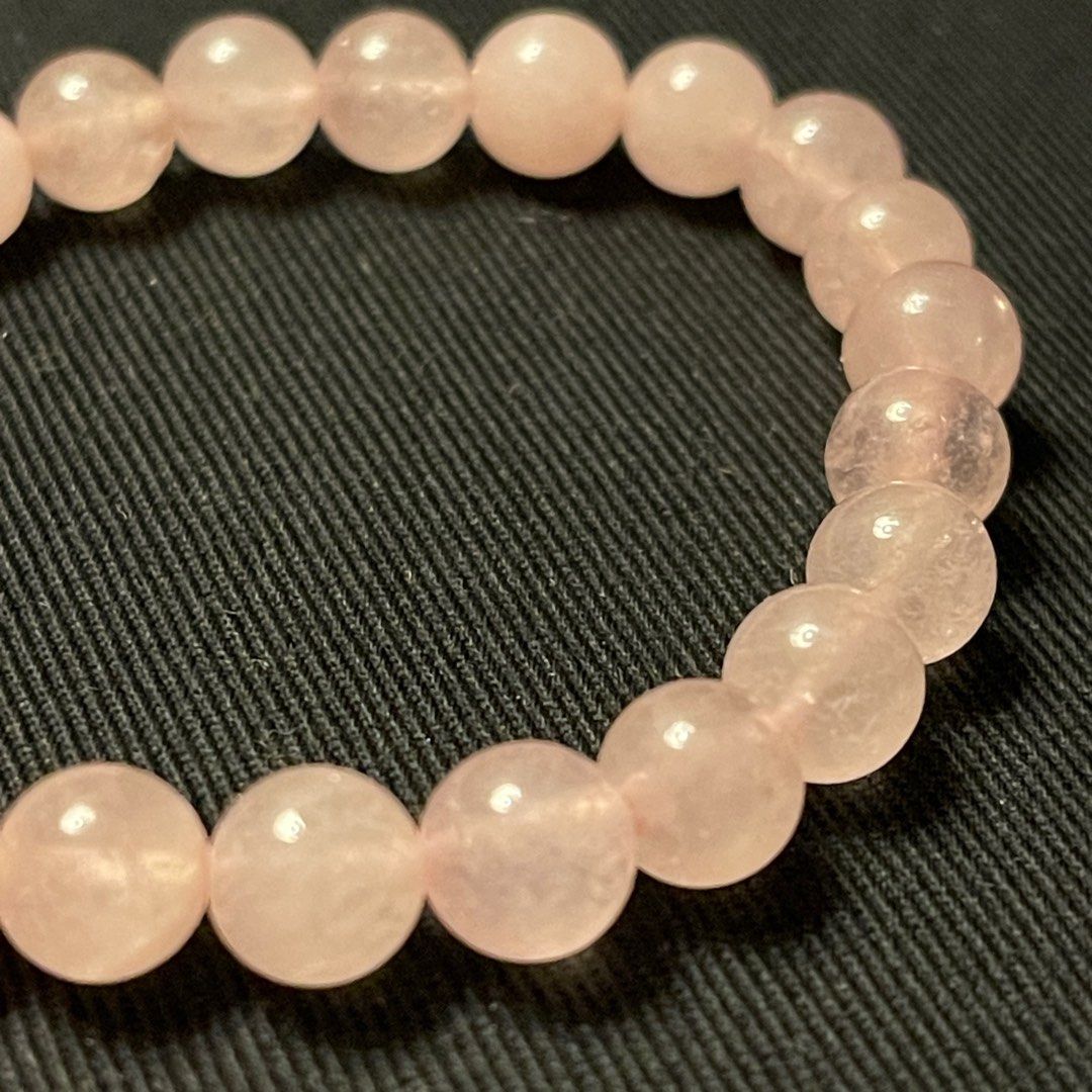 Rose Quartz natural genuine 8mm crystal bead bracelet organic