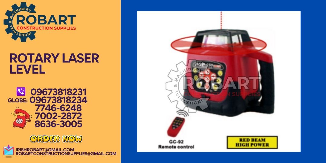 rotary laser level (Category: Construction Tools & Equipment) located in Manila. Submitted by irishrobart_22 (Listing ID 1271105071, Image 1). Description: rotary laser level model: AGP-150 (HIGH POWER) measuring range: diameter: 500m (using the laser detector) SEND US MESSAGE FOR INQUIRIES ‼️‼️ LOOK FOR IRISH ROBART VBR : 0 9 6 7 3 8 1 8 2 3 1/ 0 9 6 7 3 8 1 8 2 3 4 LANDLINE 8-6 3 6 3 0 0 5 / 7 7 4 6 -6 2 4 8 / 7 0 0 2-2 8 7 2 GMAIL: I R I S H R