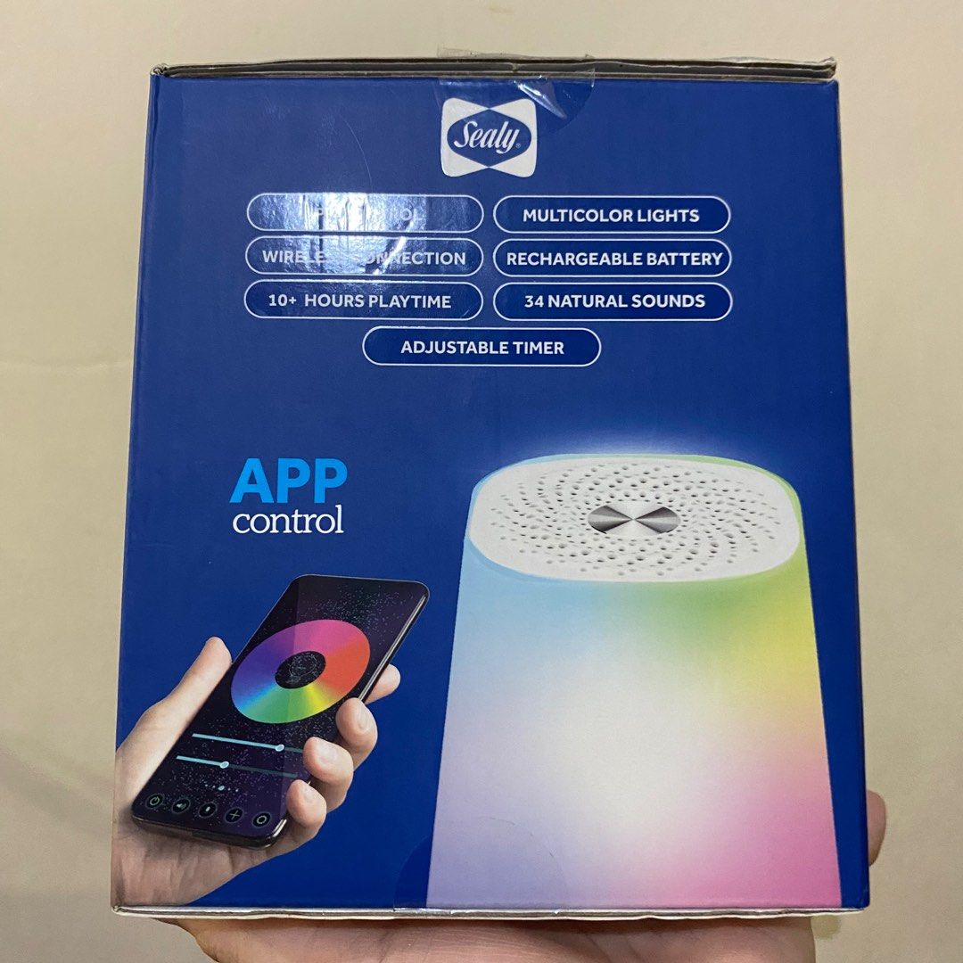 Sealy Sound Machine - Night Light and White Noise (Category: Soundbars, Speakers & Amplifiers) located in Davao. Submitted by tpespina (Listing ID 1271085372, Image 2). Description: White Noise + Night Light + Bluetooth Speaker all in 1! *Timer & Memory Function (30.60.90 minutes) *32-Level Stepless Volume Adjustment *Multicolor Night Light *Built-In 1800MAH Battery *More than 10 Hours of Continuous Playback *Built-In 34 Soothing Natural Sounds *