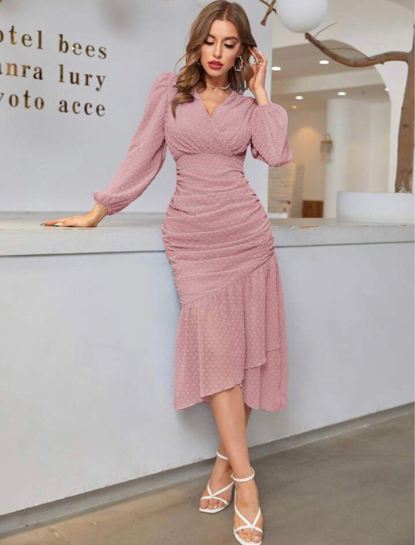 slim fit dress slacks Slayr Solid Color Slim Fit Dress With Back Tie & Front Pleats & Slit H –  Extremely Beautiful LLC main image 0
