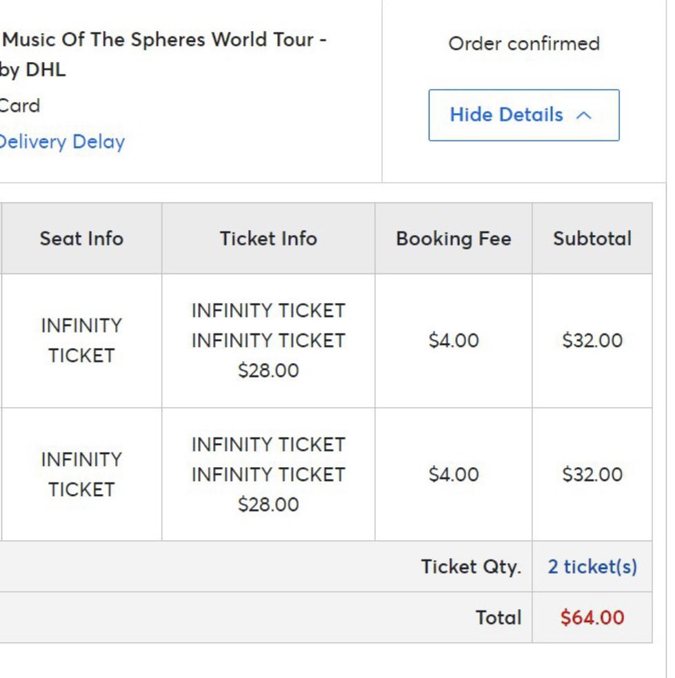 SOLD OUT HTB COLDPLAY INFINITY TICKETS SINGAPORE Lifestyle Services