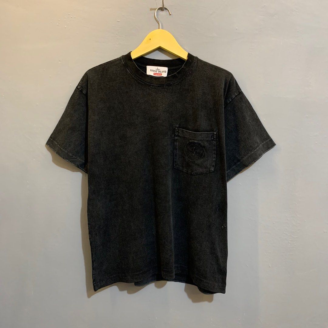 STONE ISLAND x SUPREME SS19 pocket tee crossover short sleeve black wash  tshirt