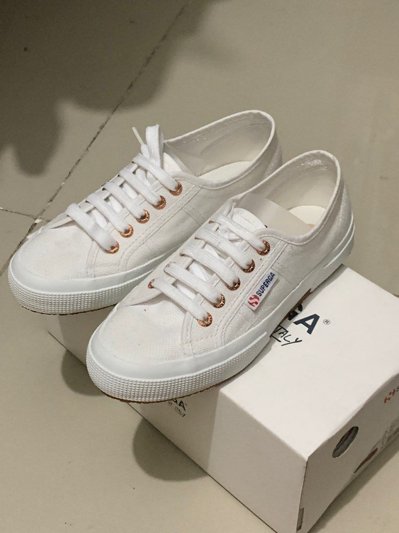 Superga Women s 2750 Cotu Classic White Rose Gold Sneakers