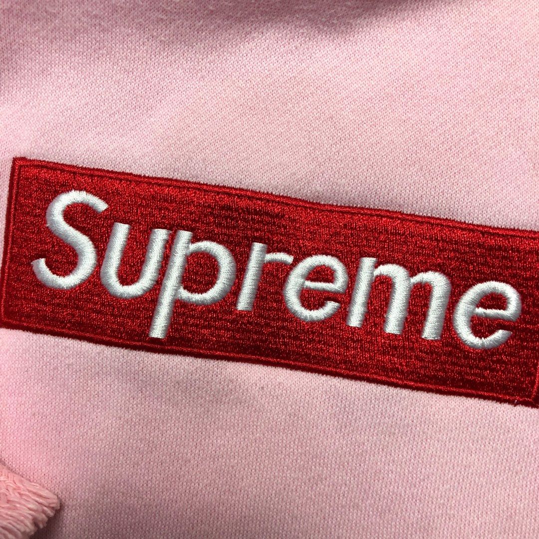 Pink supreme hoodie red clearance box logo
