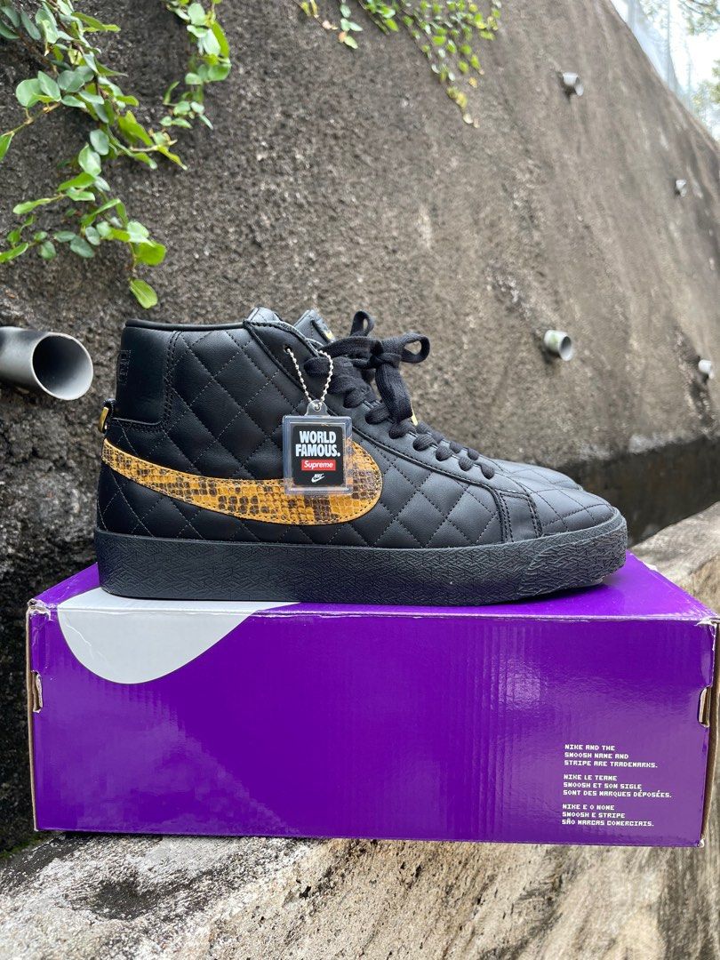 Supreme x Nike SB Zoom Blazer Mid QS SB Black Snakeskin