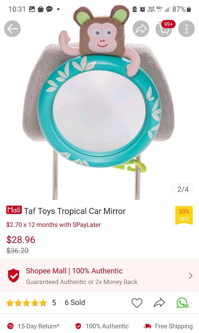 Taf Toys Tropical Car Mirror, Babies & Kids, Baby Monitors on Carousell