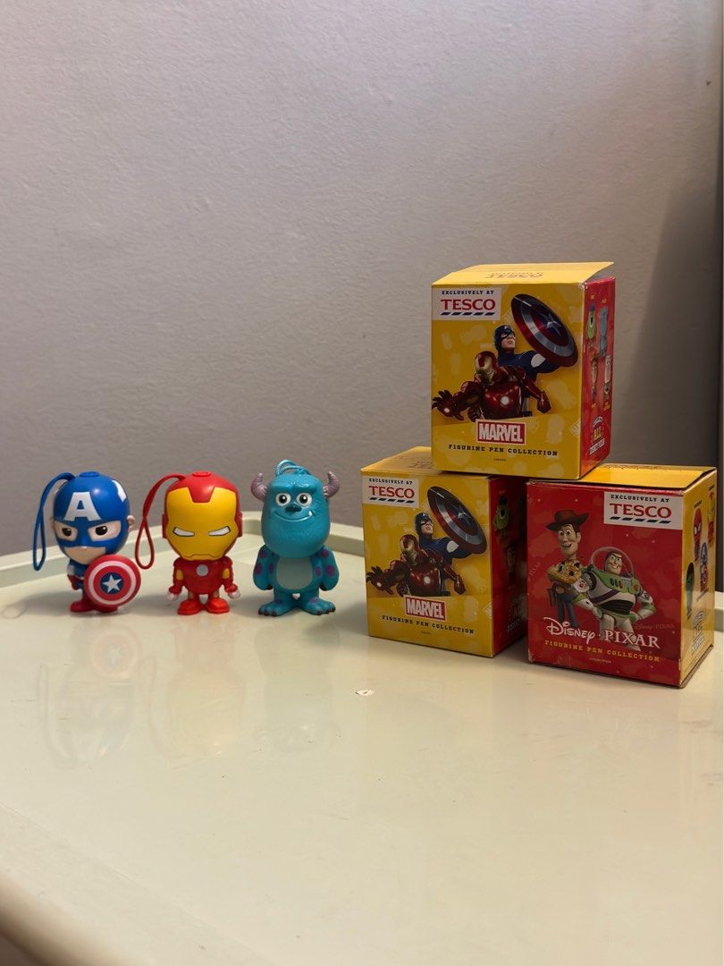 Tesco Marvel Figurine Pen Collection captain america iron man sulley