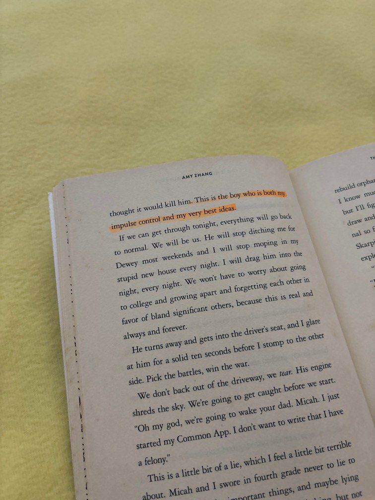 This is Where the World Ends by Amy Zhang (Category: Storybooks) located in Paranaque City. Submitted by nallypoo (Listing ID 1271111178, Image 2). Description: Minimal highlights on 5 pages (see pic for sample) This book is used. Please expect foxing on the pages and creases on the spine. .