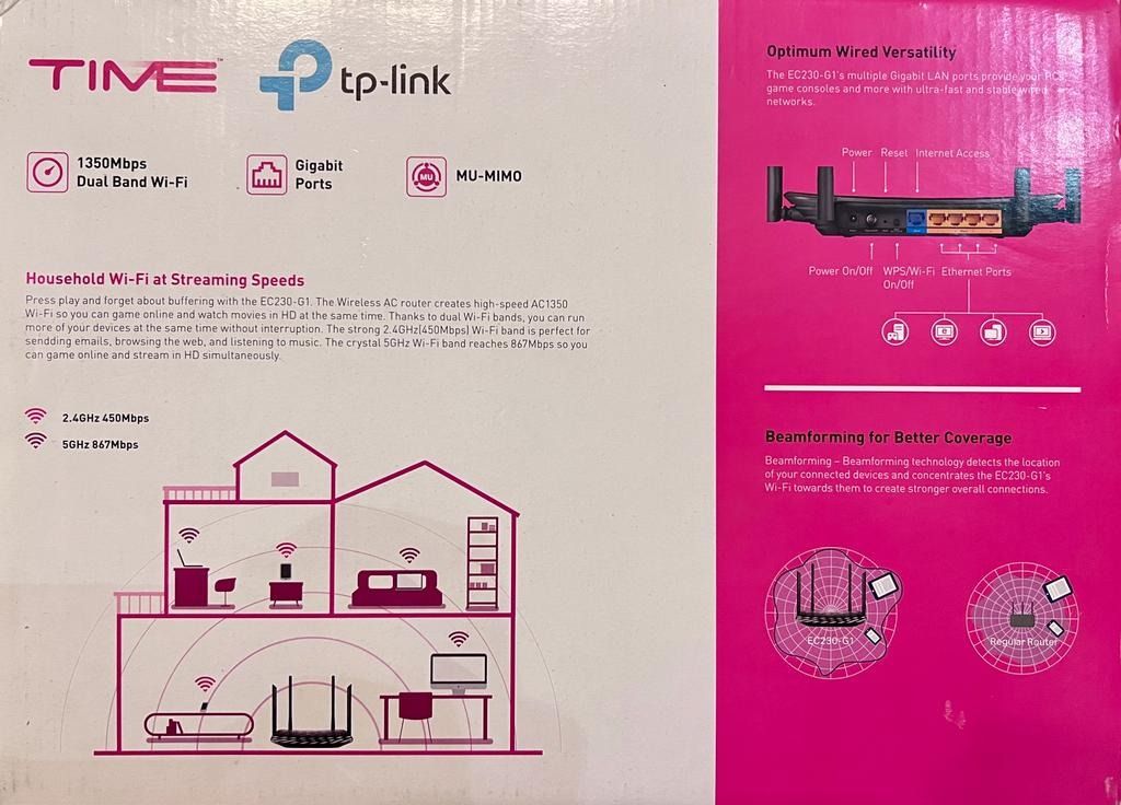 Tp-Link AC1350 Wireless Dual Band Gigabit Router EC230-G1 (With Adapter ...