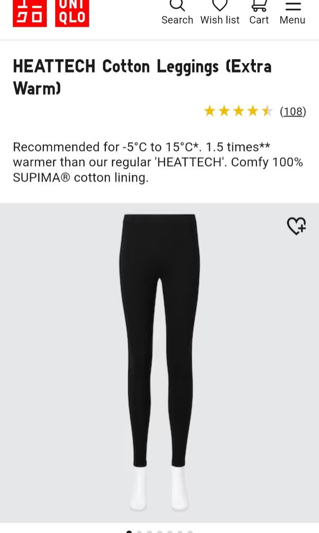 Uniqlo heattech extra warm leggings M black and grey lululemon