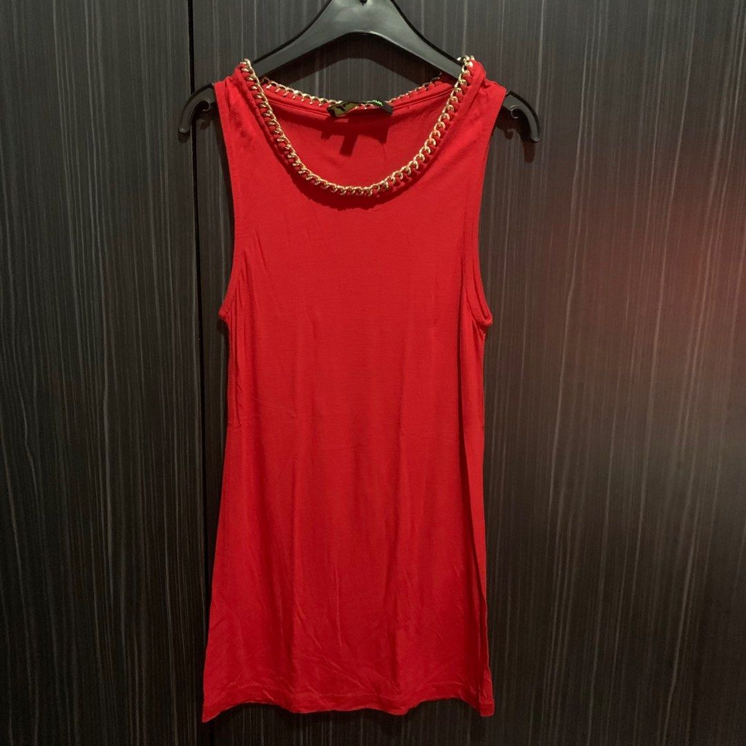 USA Sam Edelman Red Lycra Sleeveless Women s Fashion Tops