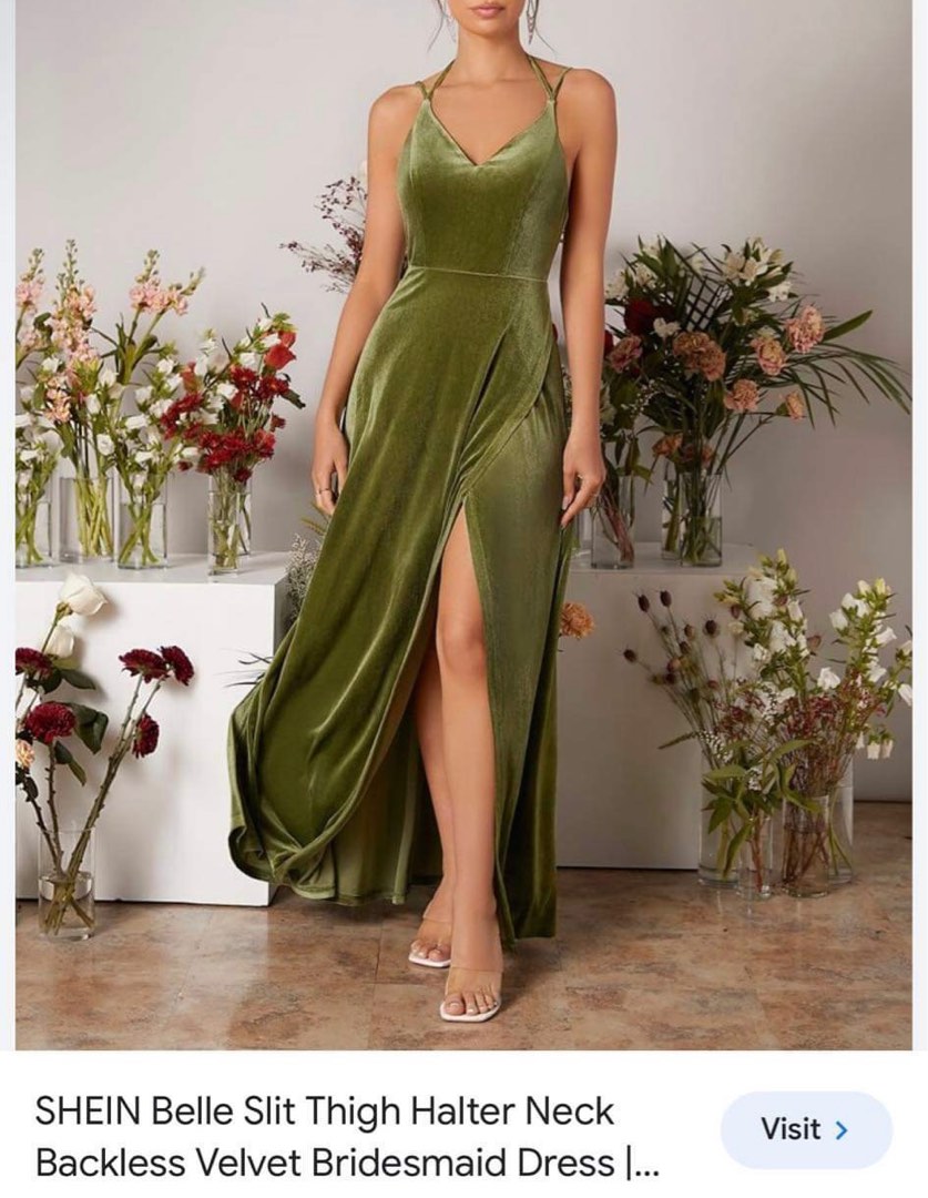 womens velvet green dress