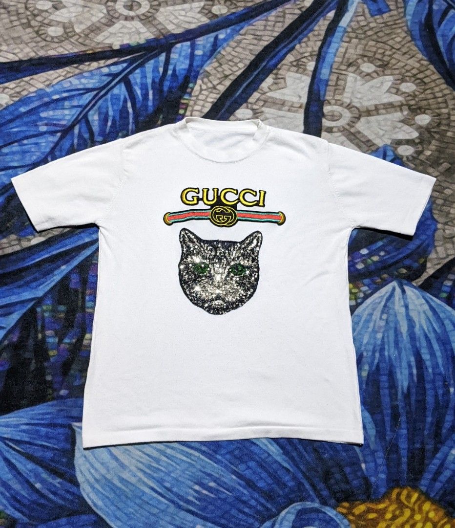 Gucci cat cheap sequin t shirt