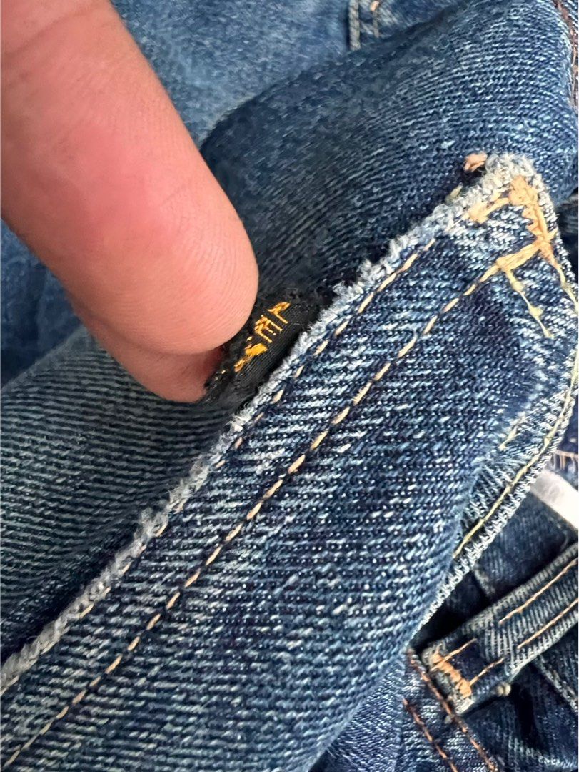 VINTAGE LEVIS 606 BIG E BLACK TAB ALPHABET BUTTON BUTANG S