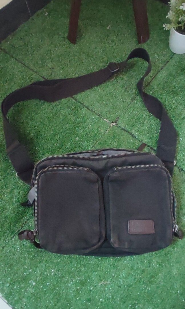 LANDS END Denim Canvas Sling Bag