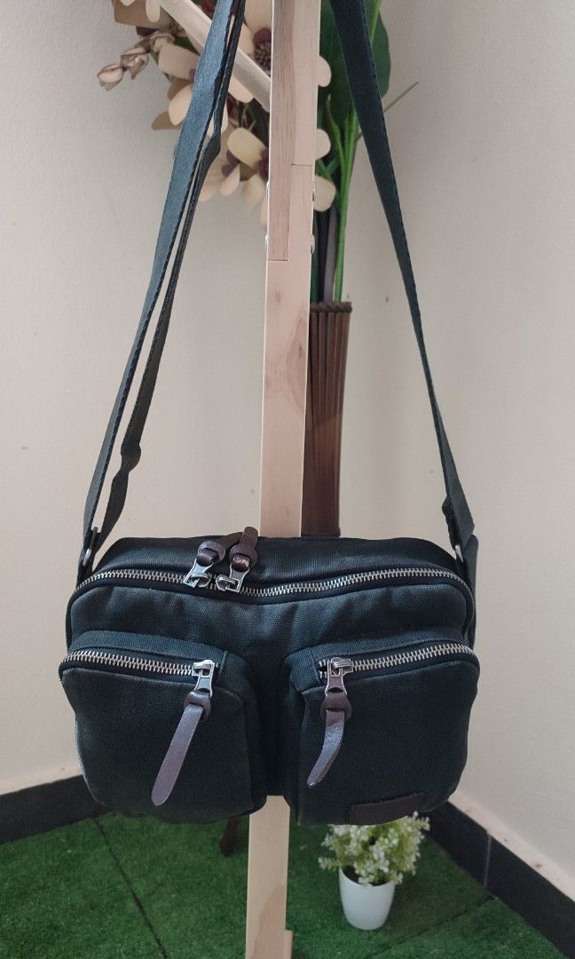 LANDS END Denim Canvas Sling Bag