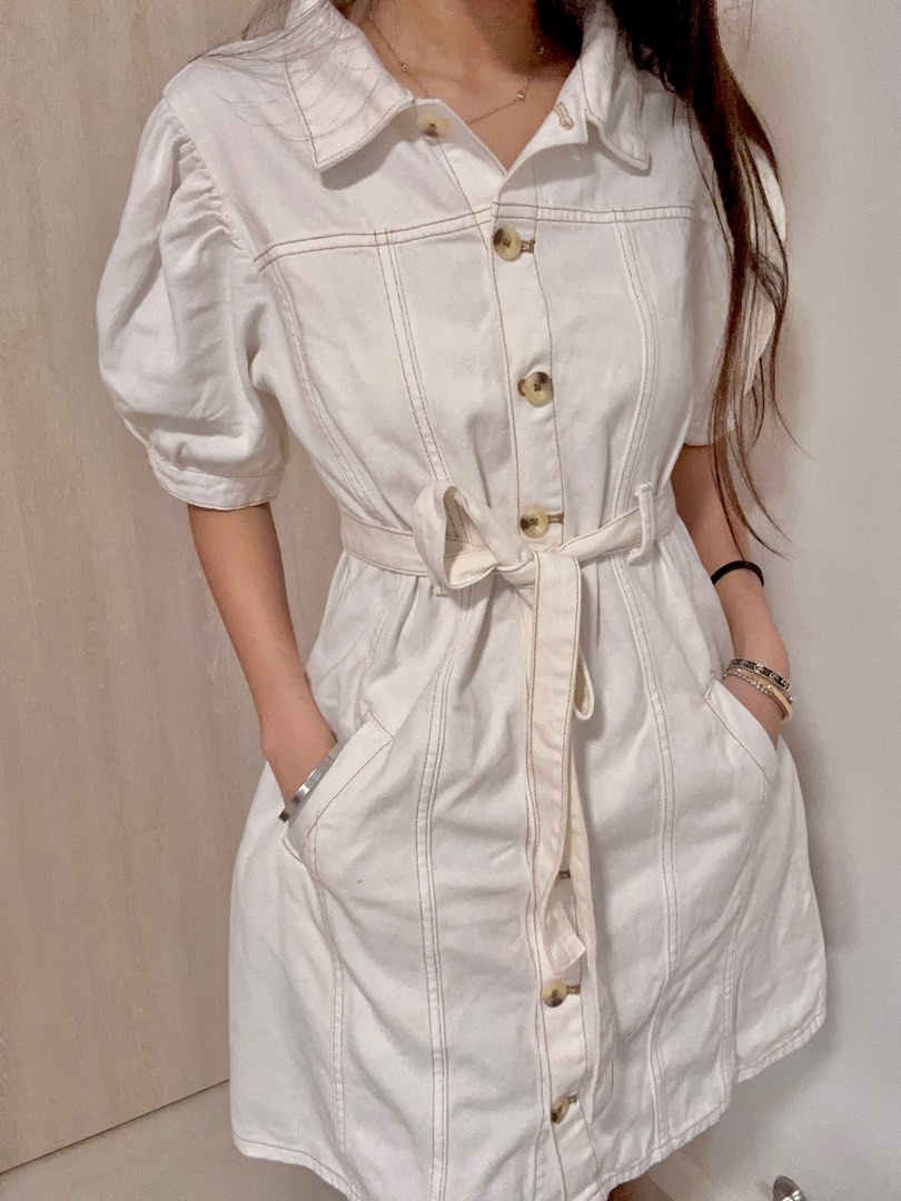 White denim dress top