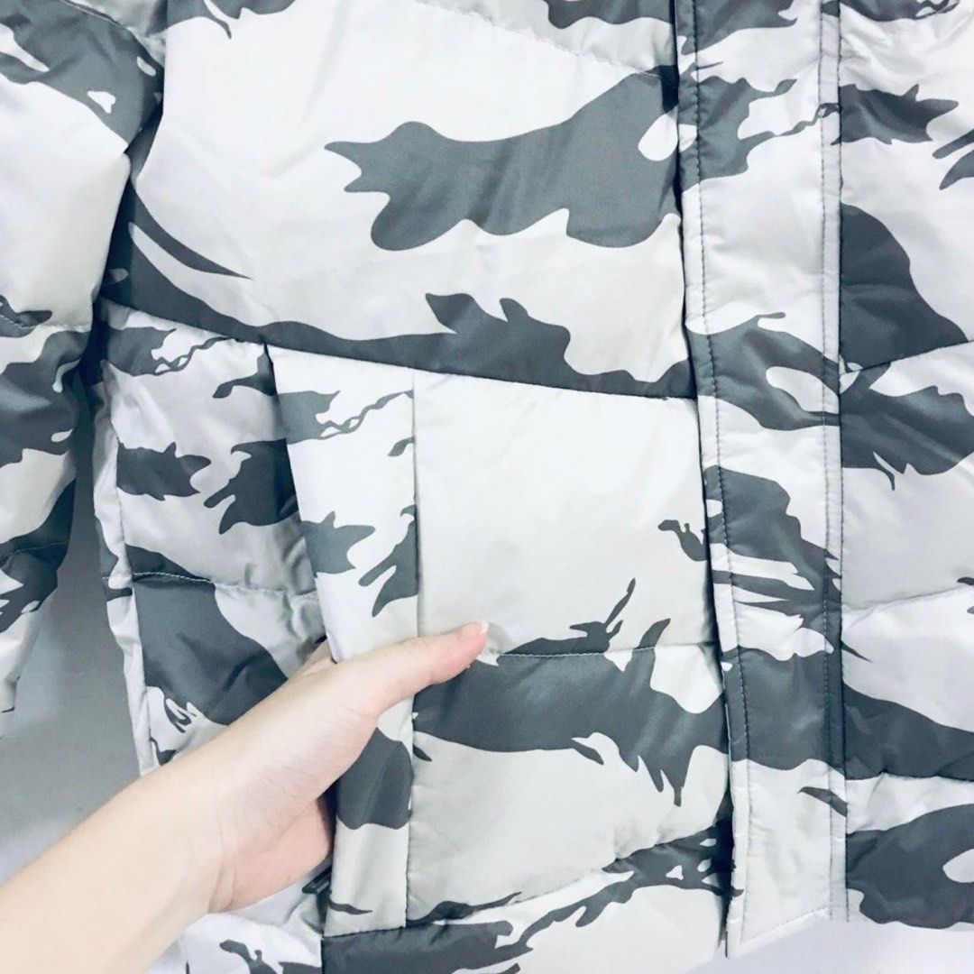 Winter coat down jacket with hood camouflage print Men s Fashion