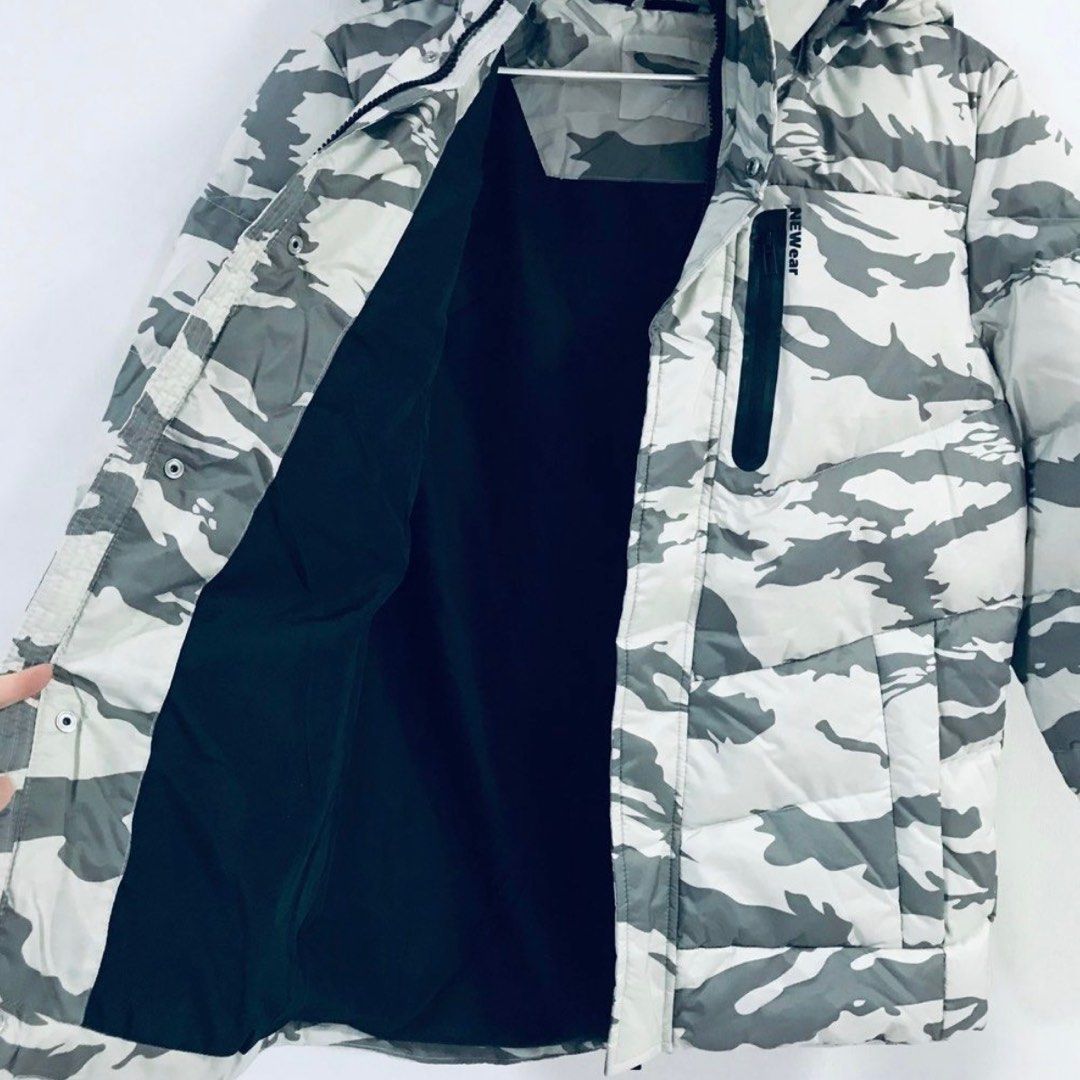 White camo cheap winter jacket
