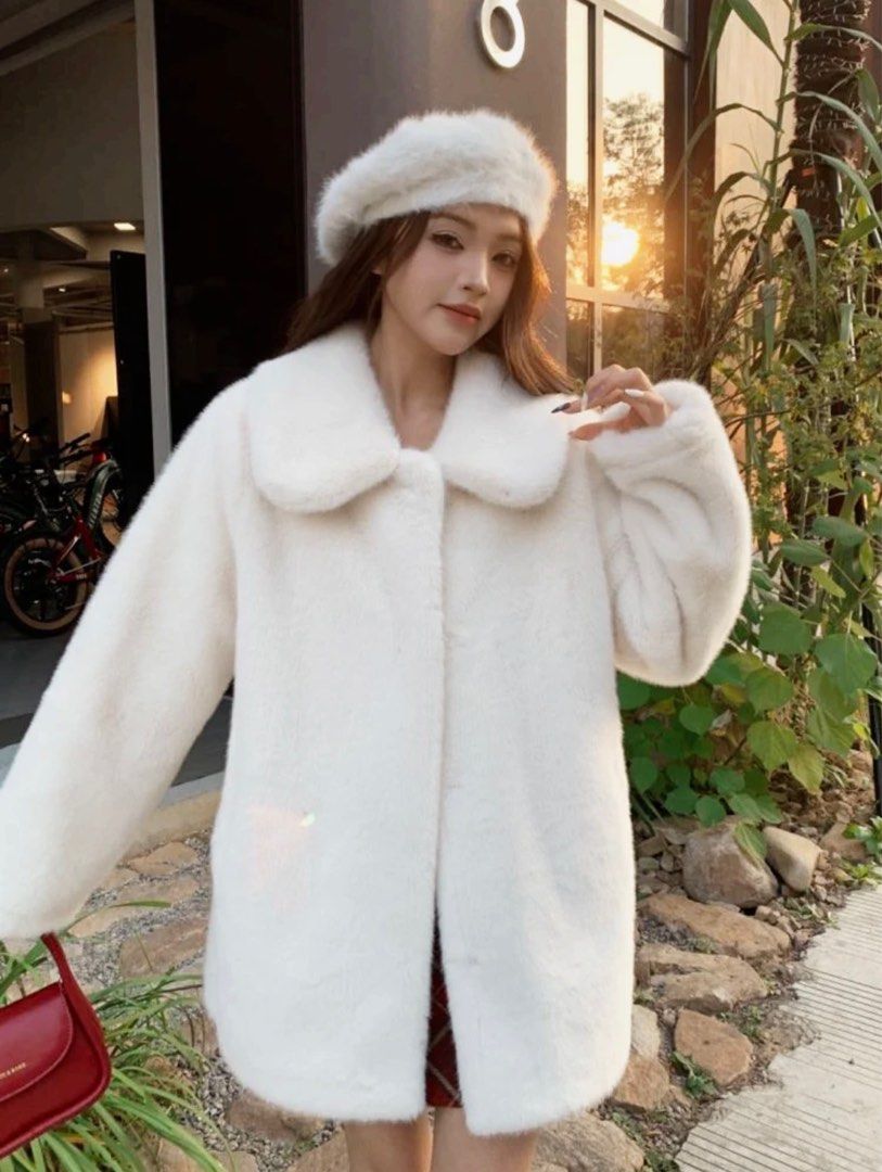 Full length faux hotsell fur coat with hood