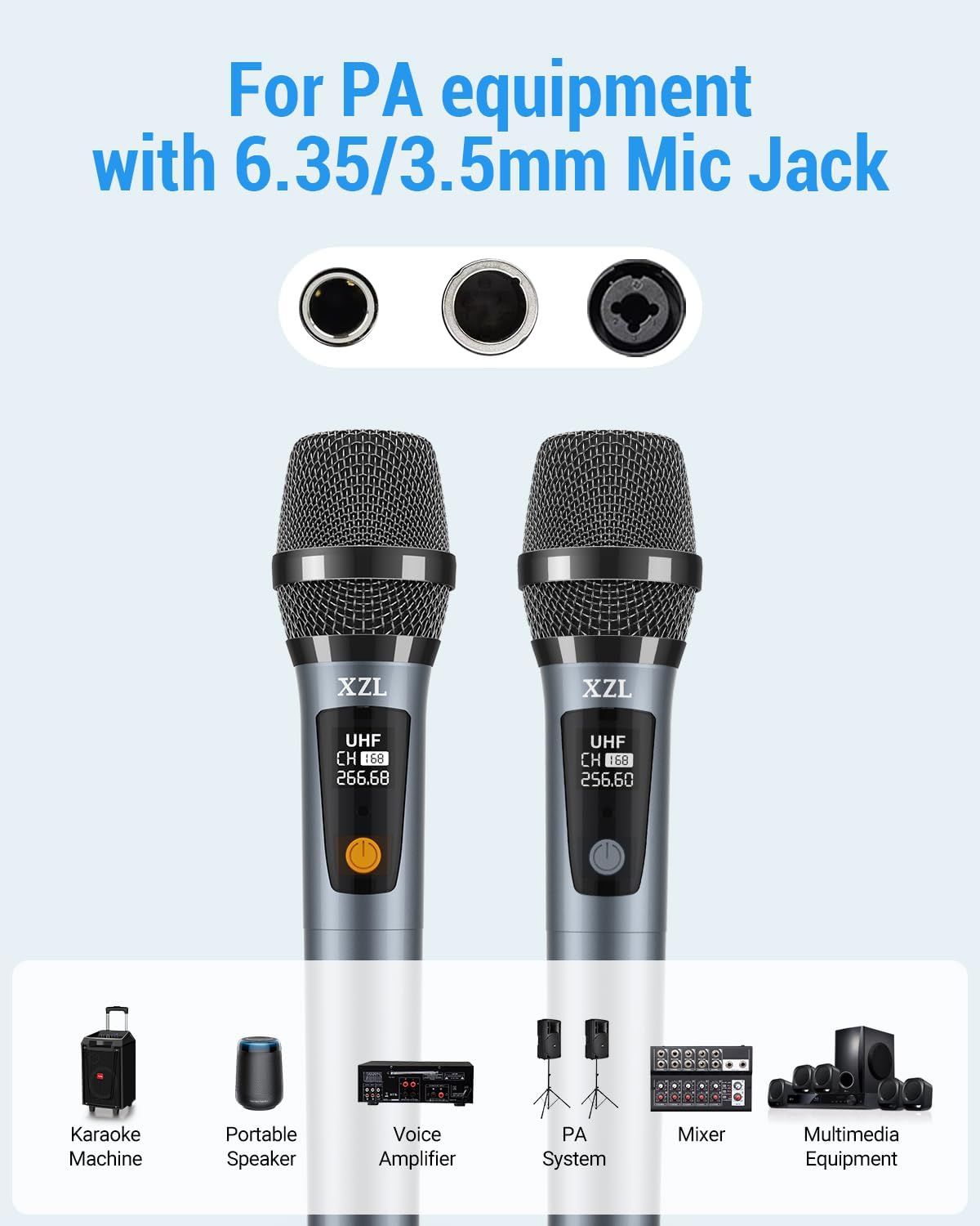 XZL Professional Wireless Microphones for Karaoke Singing, Rechargeable