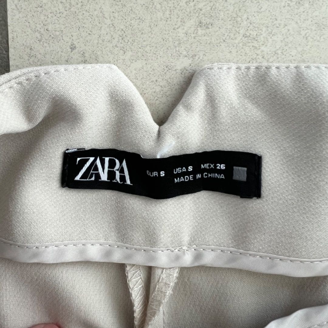 Zara High Waist Trousers in Beige Size S, Women's Fashion, Bottoms
