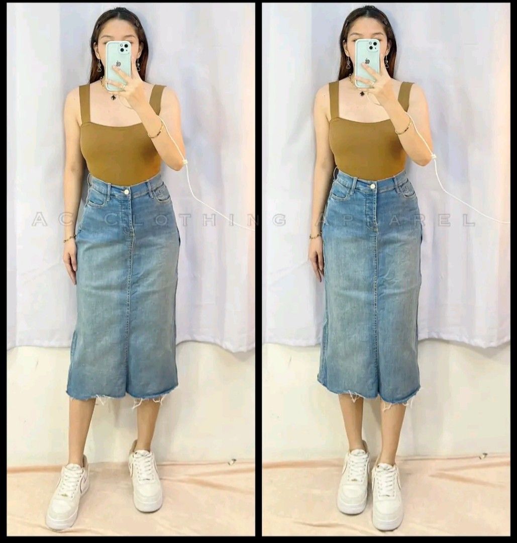 Zara Long denim skirt preloved (Category: Skirts) located in Cabanatuan. Submitted by 4zenith (Listing ID 1271172221, Image 1). Description: size 29 length 28 available for shopee checkout (i do live selling at shopee so u can use 70% off at capped at 150 pesos).