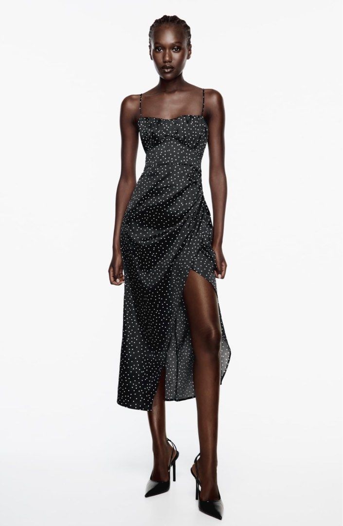 Zara satin clearance polka dot dress