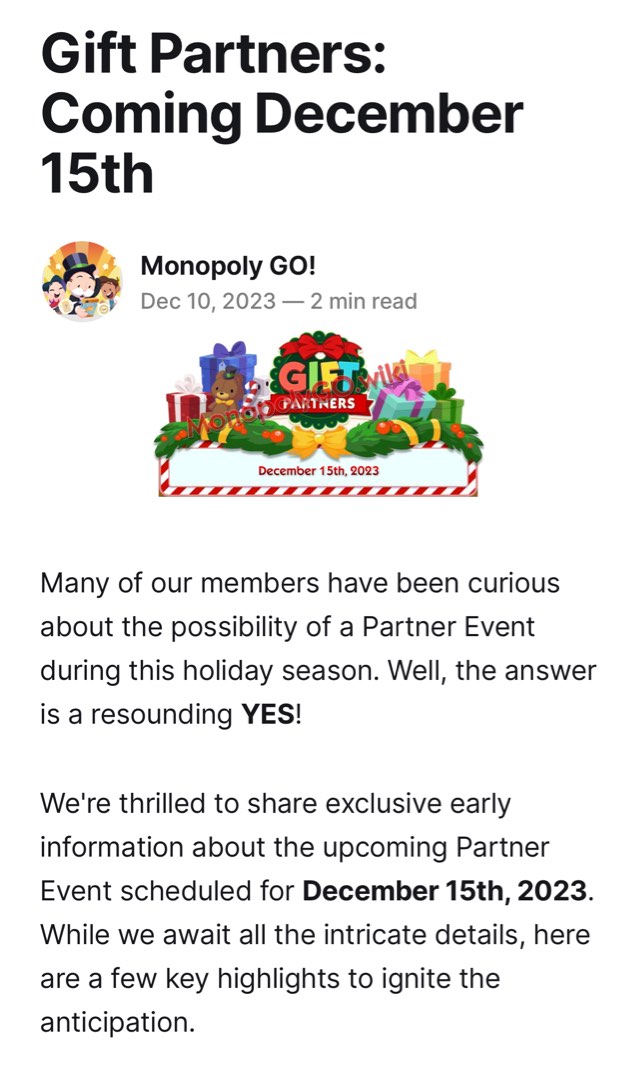 Monopoly Go event highlights 2023