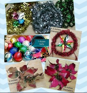 180 Per Set - Preloved Christmas Tree or Garland  Decorations - Flowers, Tinsels, Balls, Parols