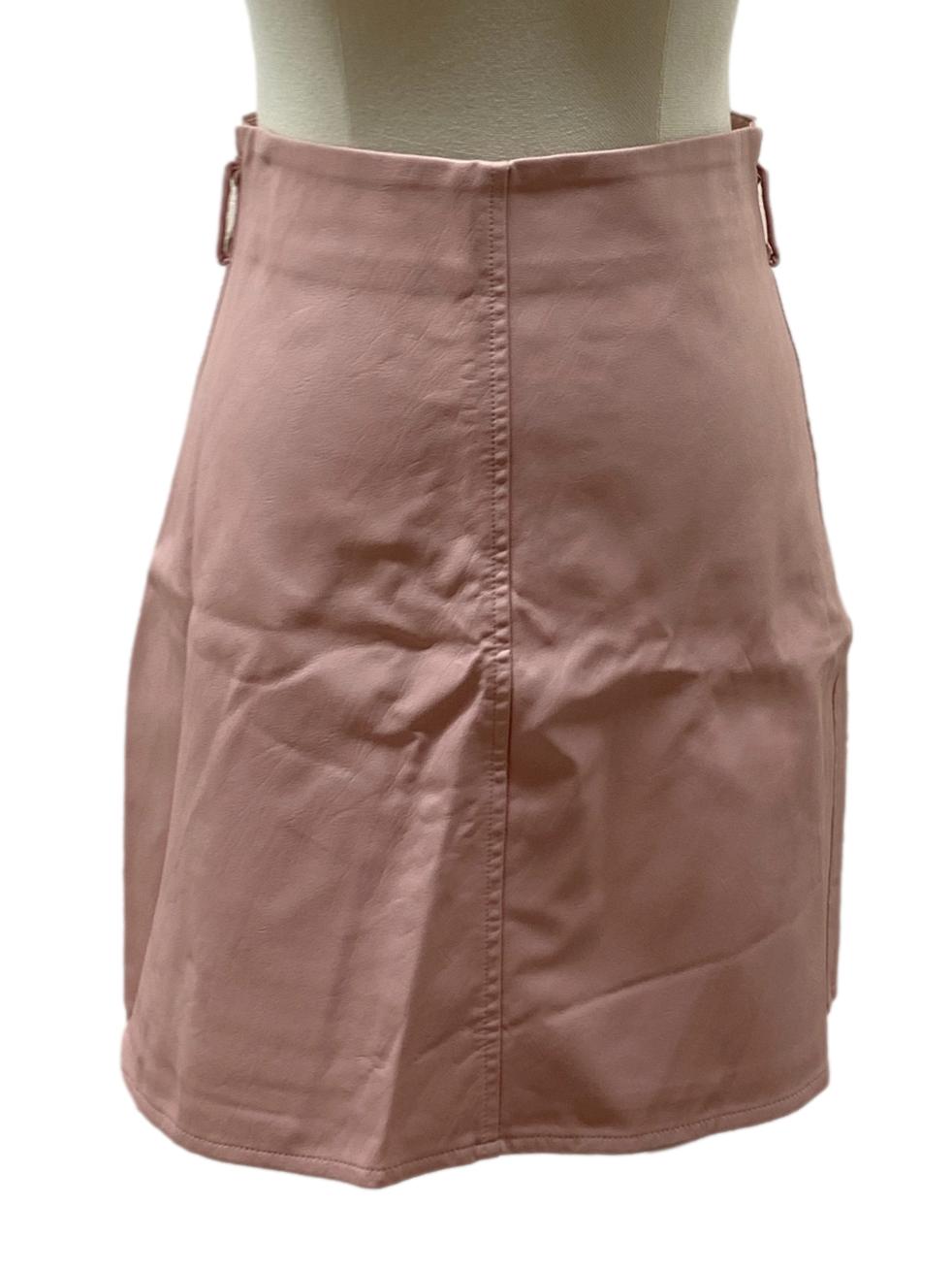 Beige pink leather online skirt