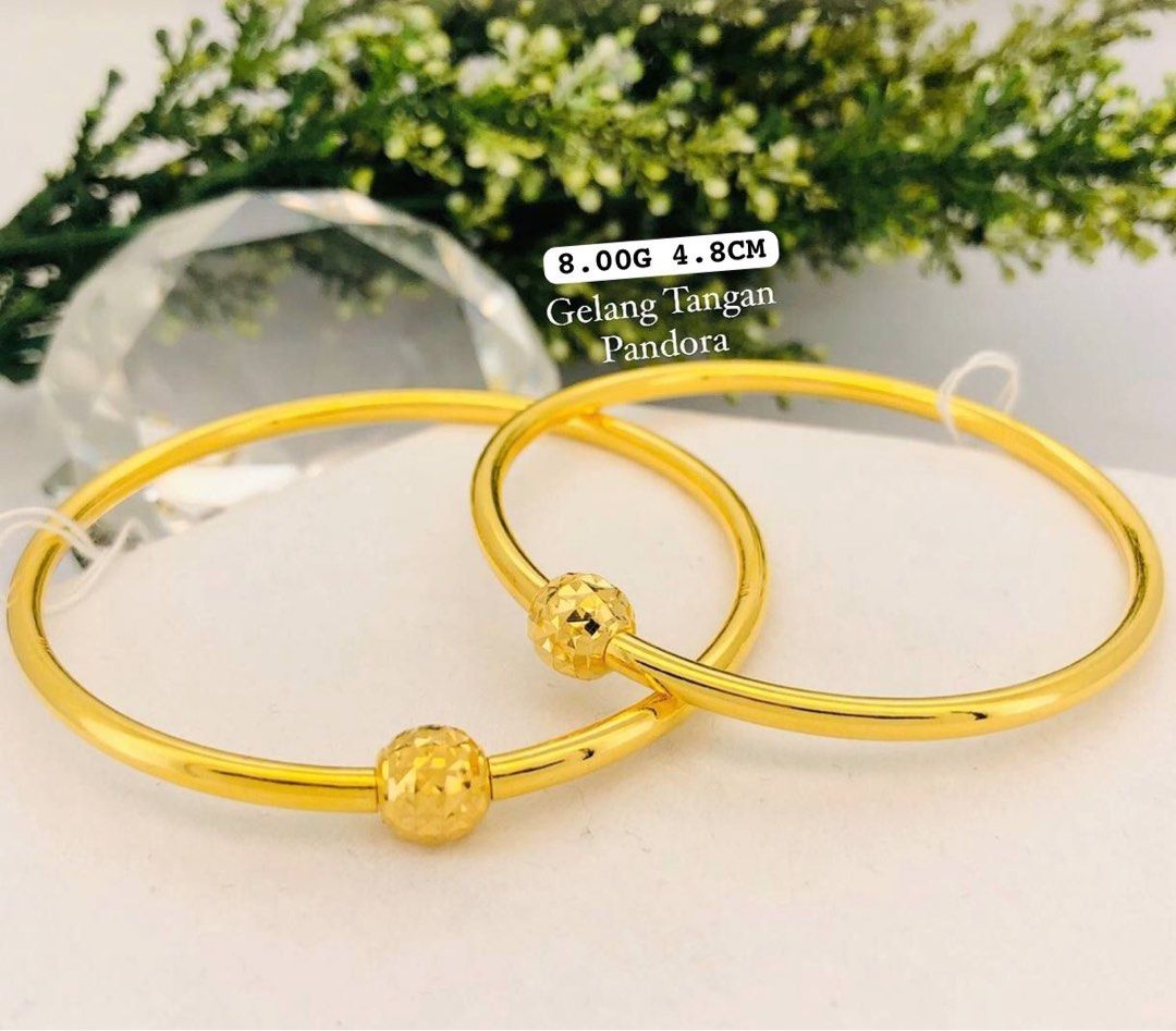 Bangle Pandora Charms Emas 916 Gold PANDORA Bangle, Women's