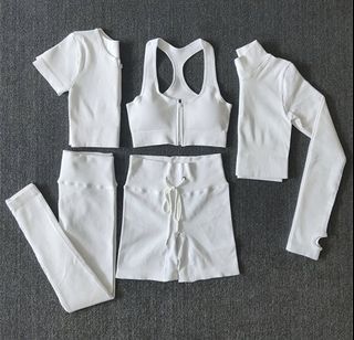 ✦ 5 Piece Set Zipper Drawstring Seamless Yoga Set / Sportswear / Gym Clothing  ✦