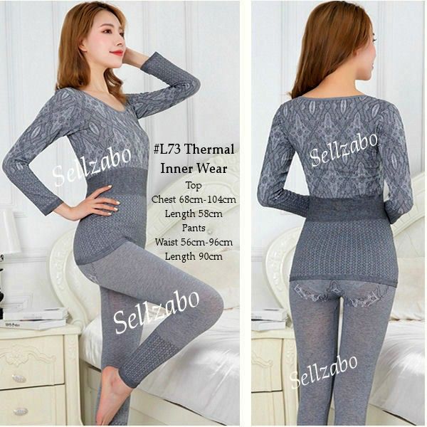 👙 #L73 Travel Winter Free Size Thermal Inner Wear Set Top Tee T-Shirts  Long Sleeves