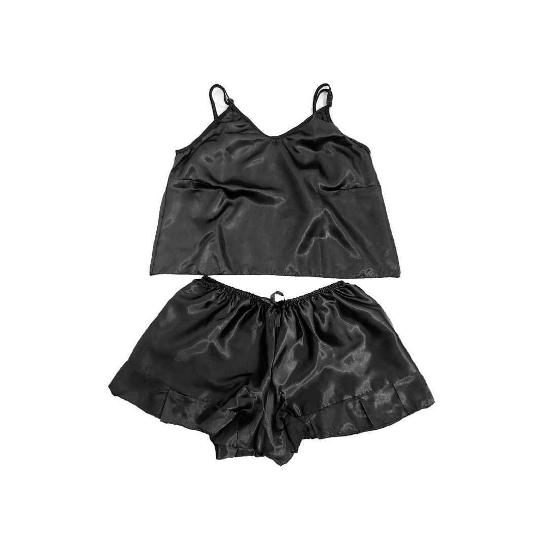 Black silk sleep shorts