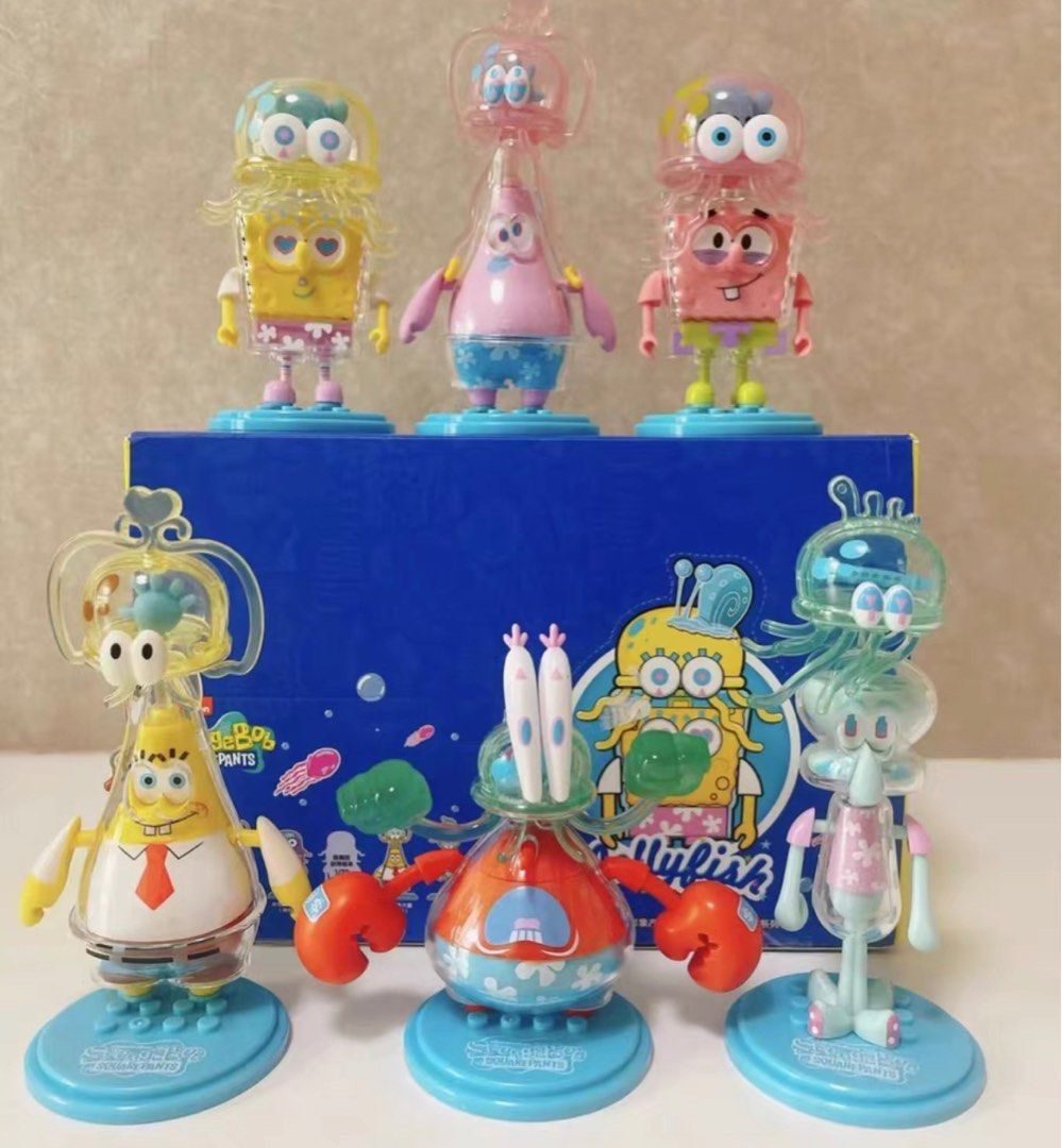 海綿寶寶盲盒SpongeBob SquarePants Jumping Jellyfish Theme Series Blind Box Doll  Figure, 興趣及遊戲, 玩具& 遊戲類- Carousell