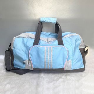 Adidas Blue Gray Pink Large Nylon Duffel Gym Bag
