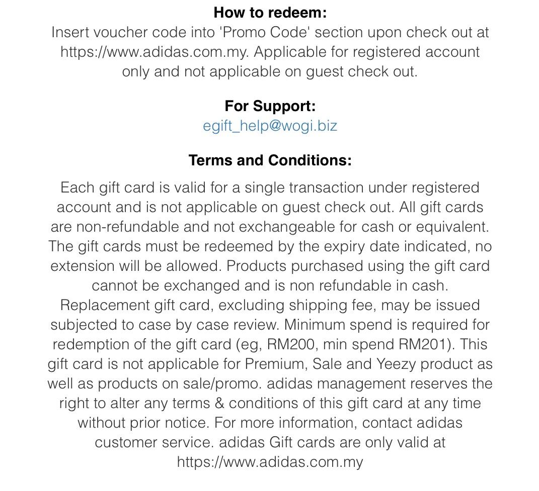Adidas RM150 e Gift Card Voucher